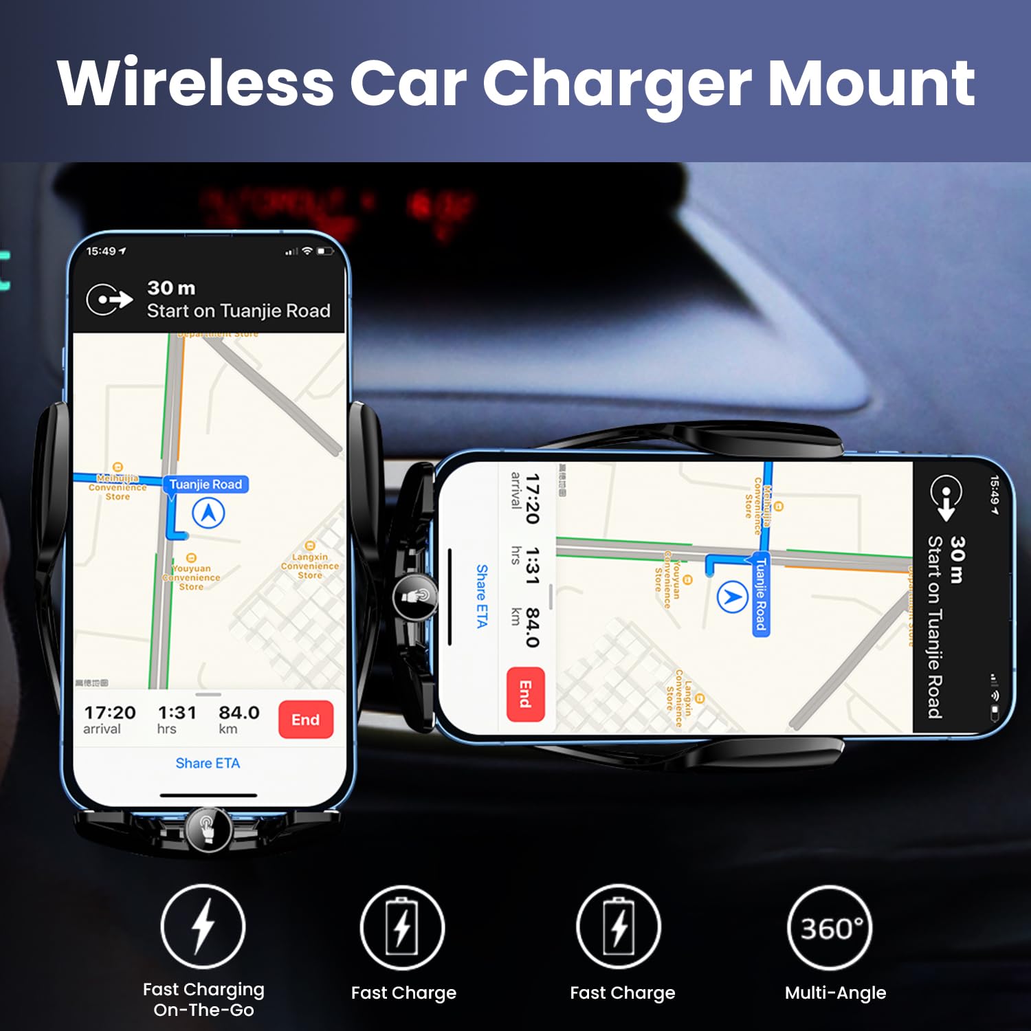 SimpleFast™ 2-in-1 Wireless Car Phone Holder & Charger
